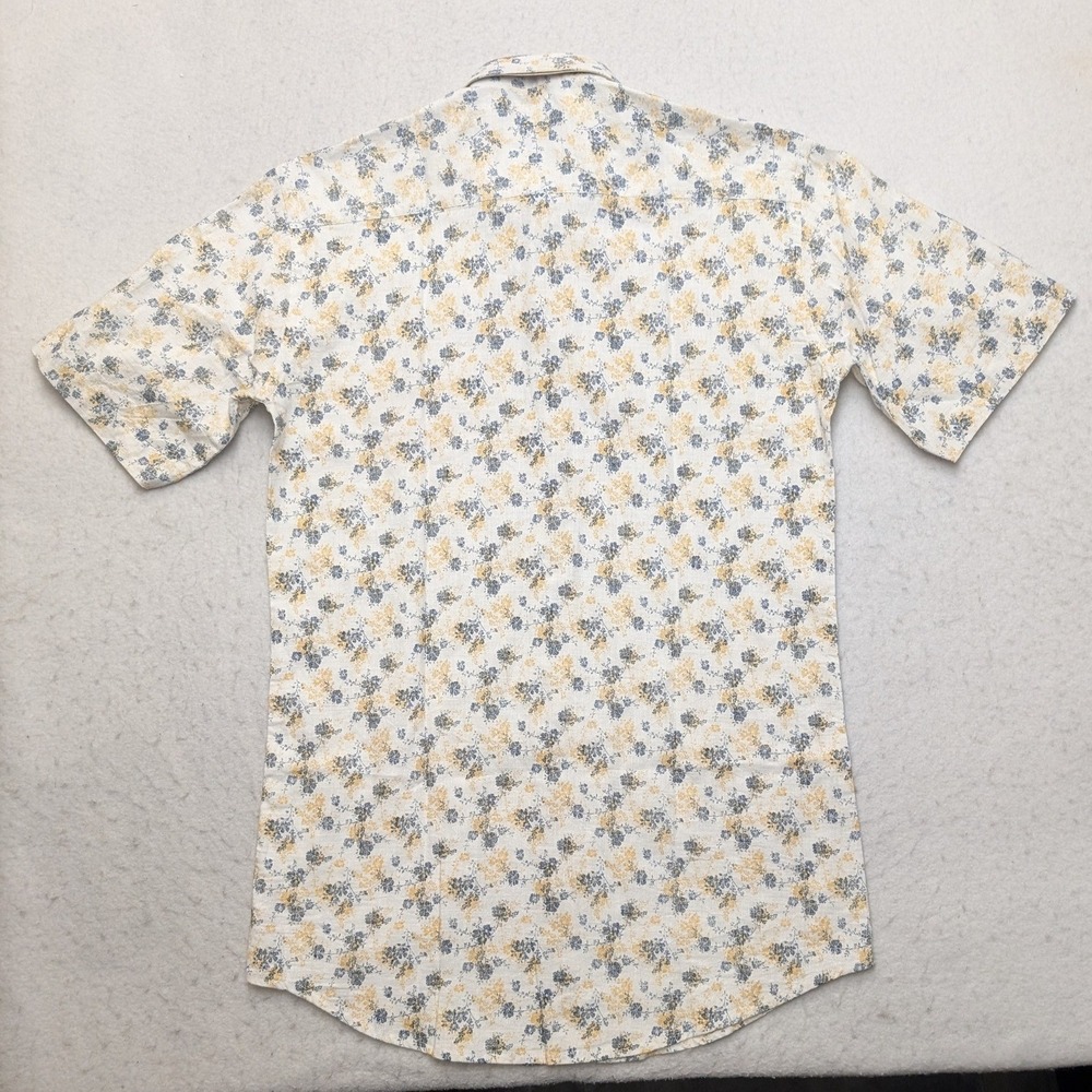 NWT Shaftesbury London Button Down Mens 15 White Blue Floral Slim Fit Non-Iron - Picture 2 of 7